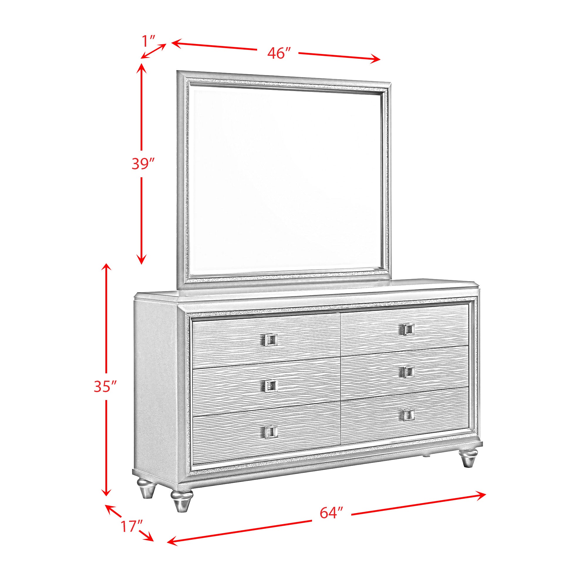 Moonstone Queen Panel Bed with Mirrored Dresser