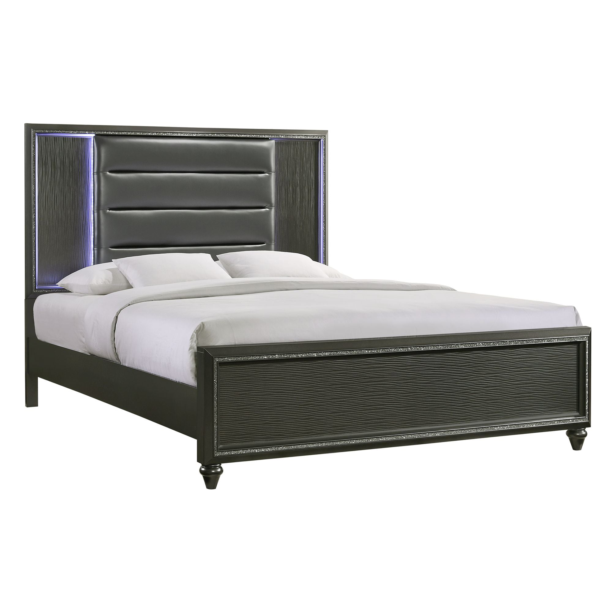 Moonstone Queen Panel Bed with Mirrored Dresser
