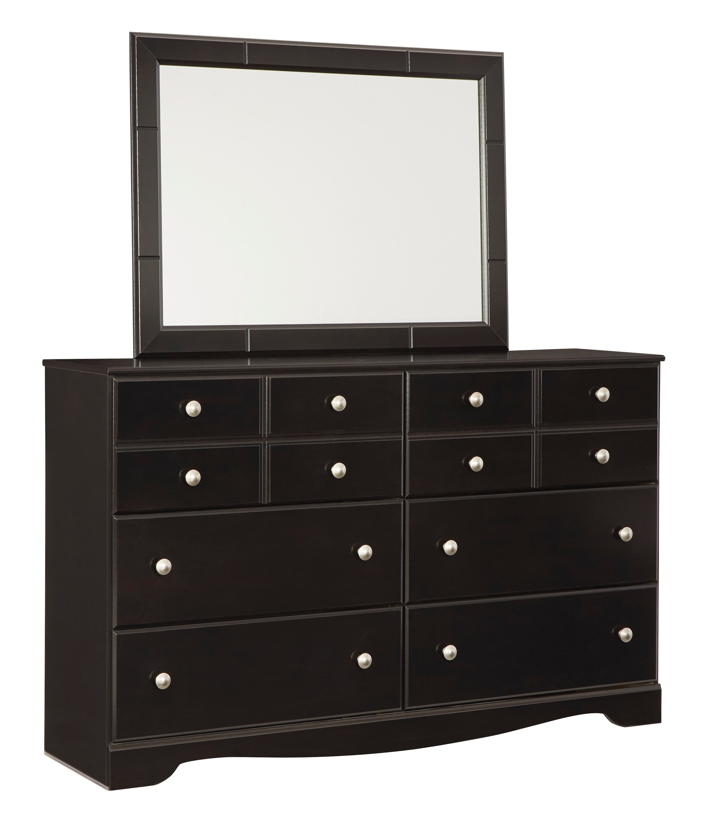 Mirlotown King Poster Bed with Mirrored Dresser