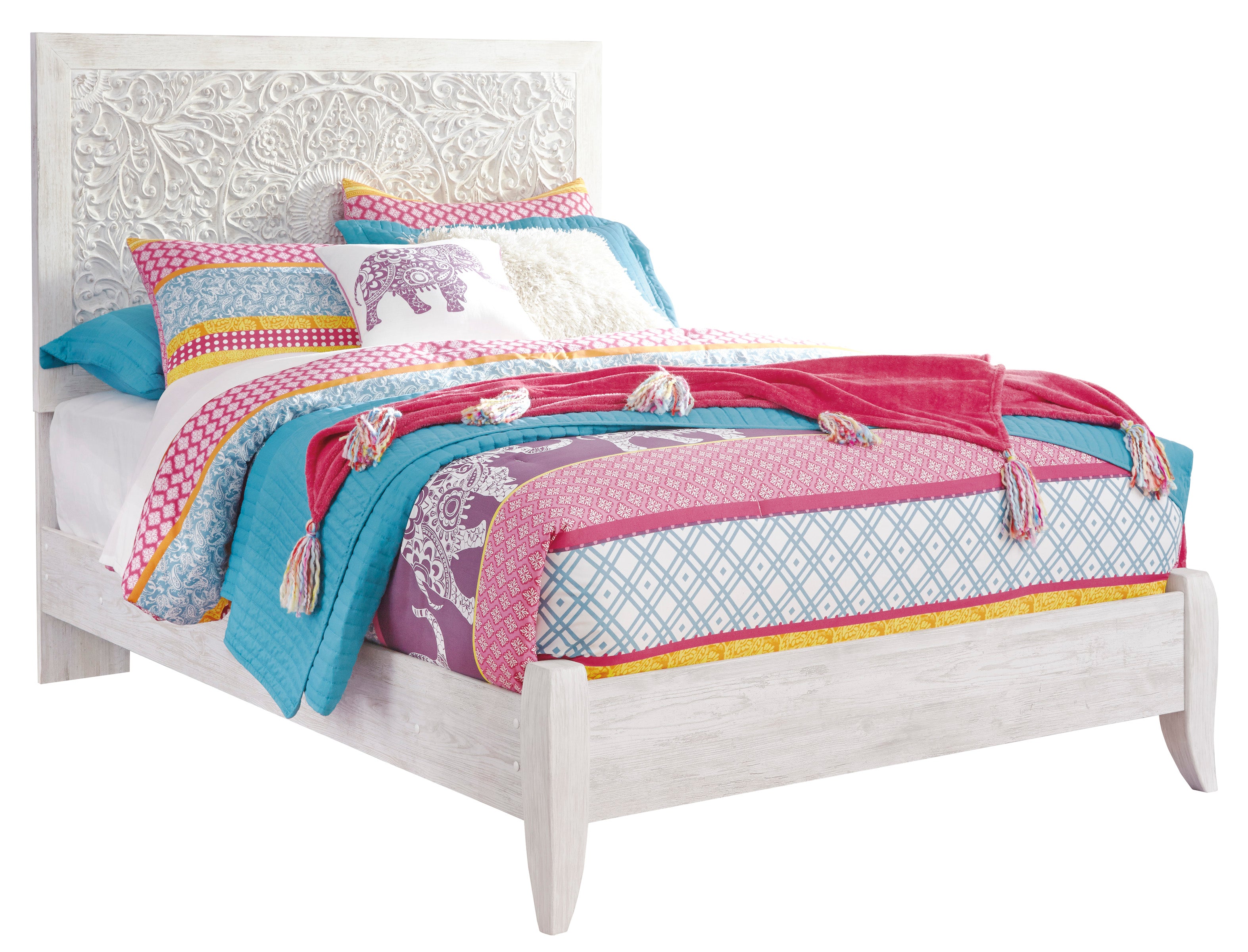 Paxberry Full Panel Bed with Mirrored Dresser