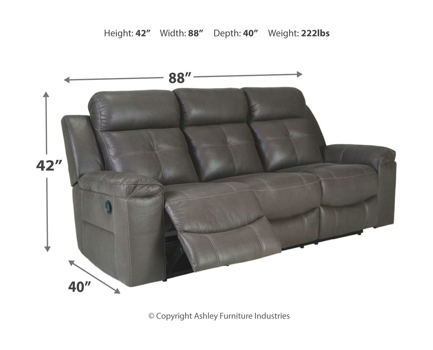jesolo reclining sofa dimensions