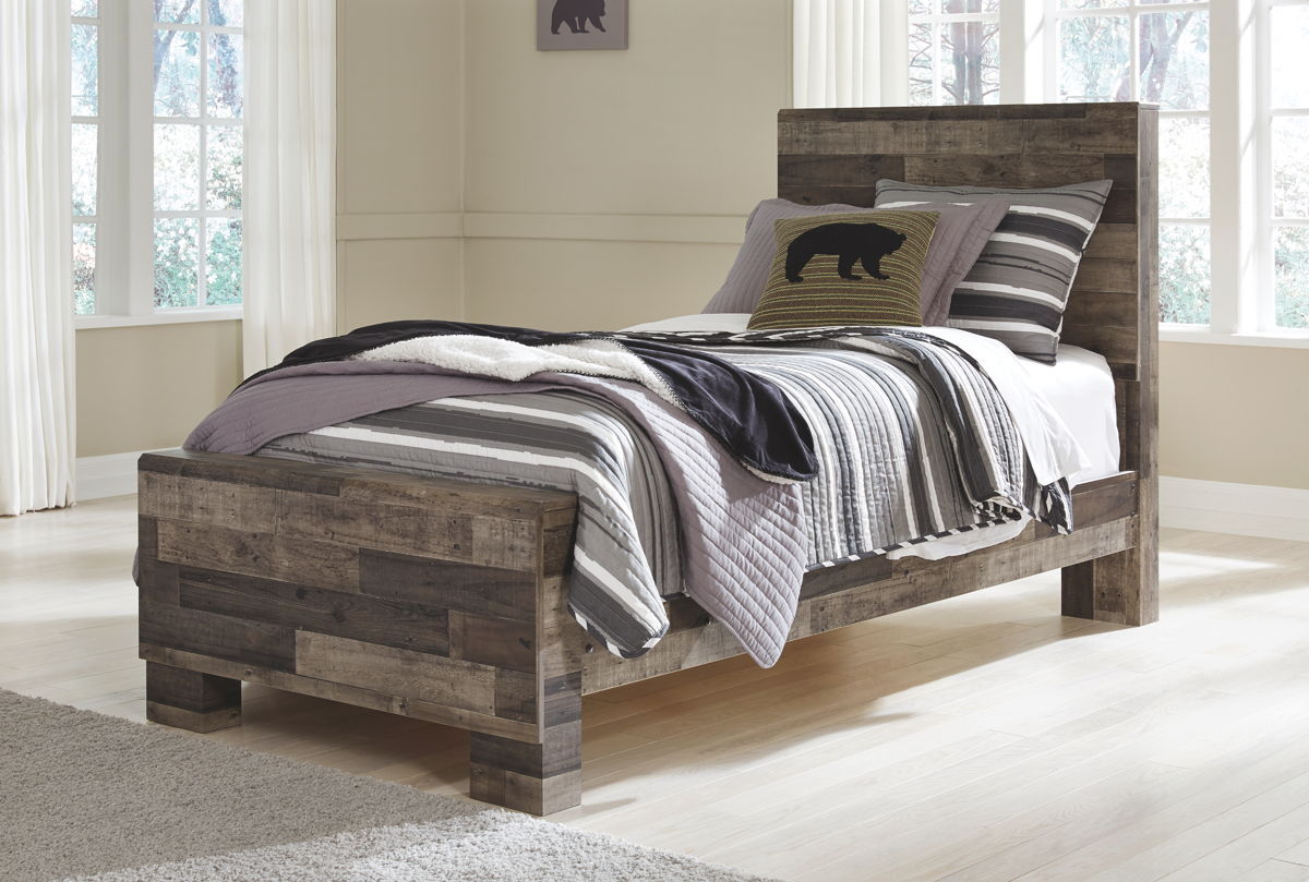 Derekson Twin Gray Panel Bed
