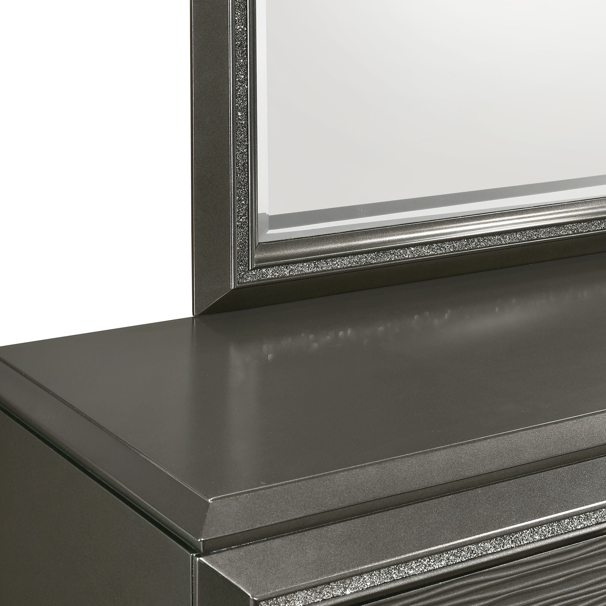 Moonstone Queen Panel Bed with Mirrored Dresser