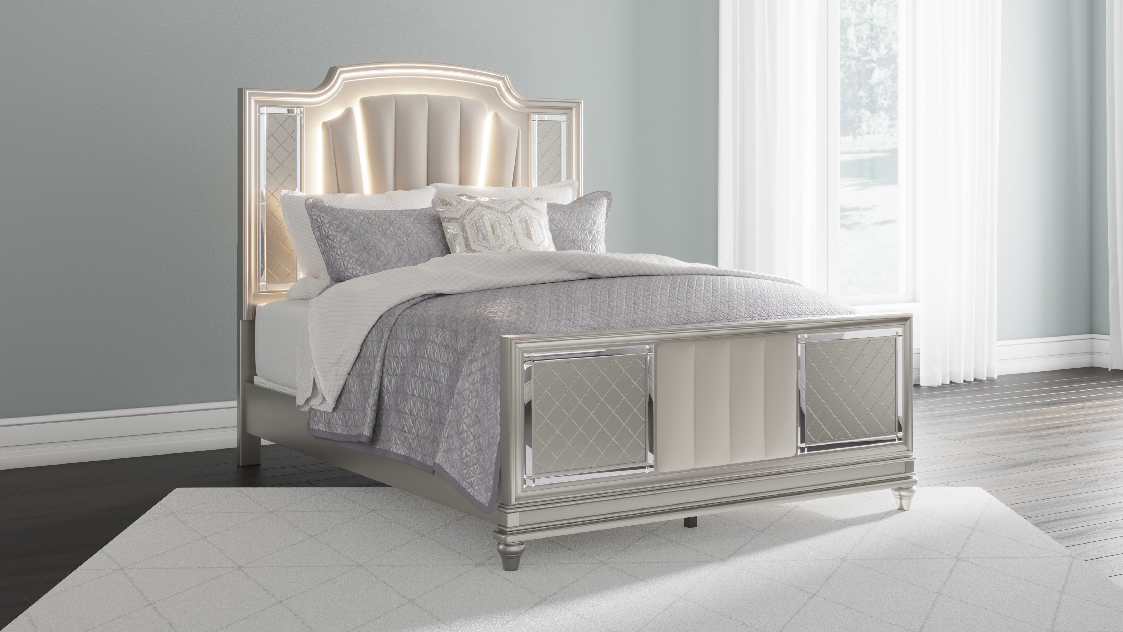 Chevanna King Panel Bed with Mirrored Dresser