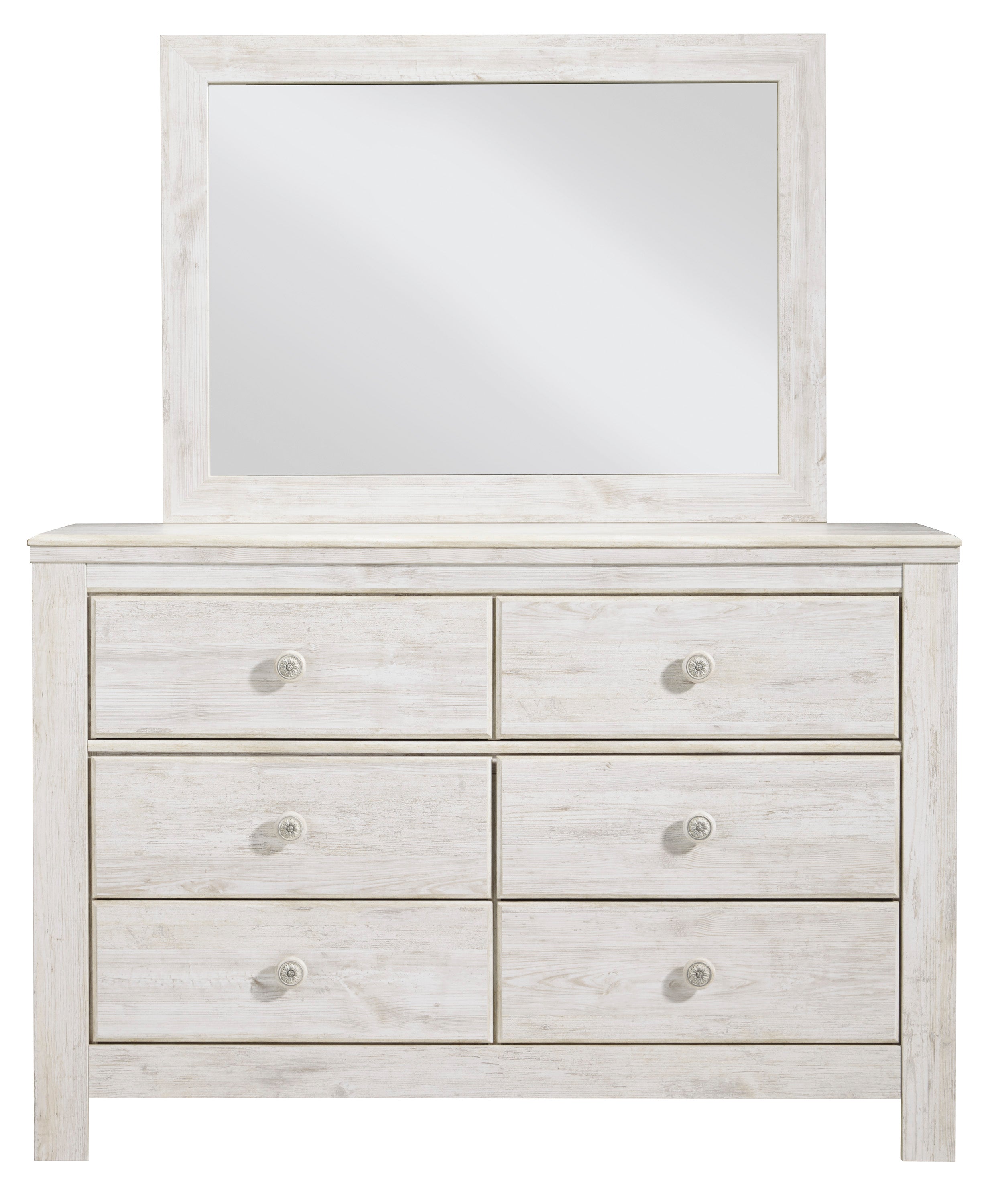 Paxberry Twin Panel Bed with Mirrored Dresser