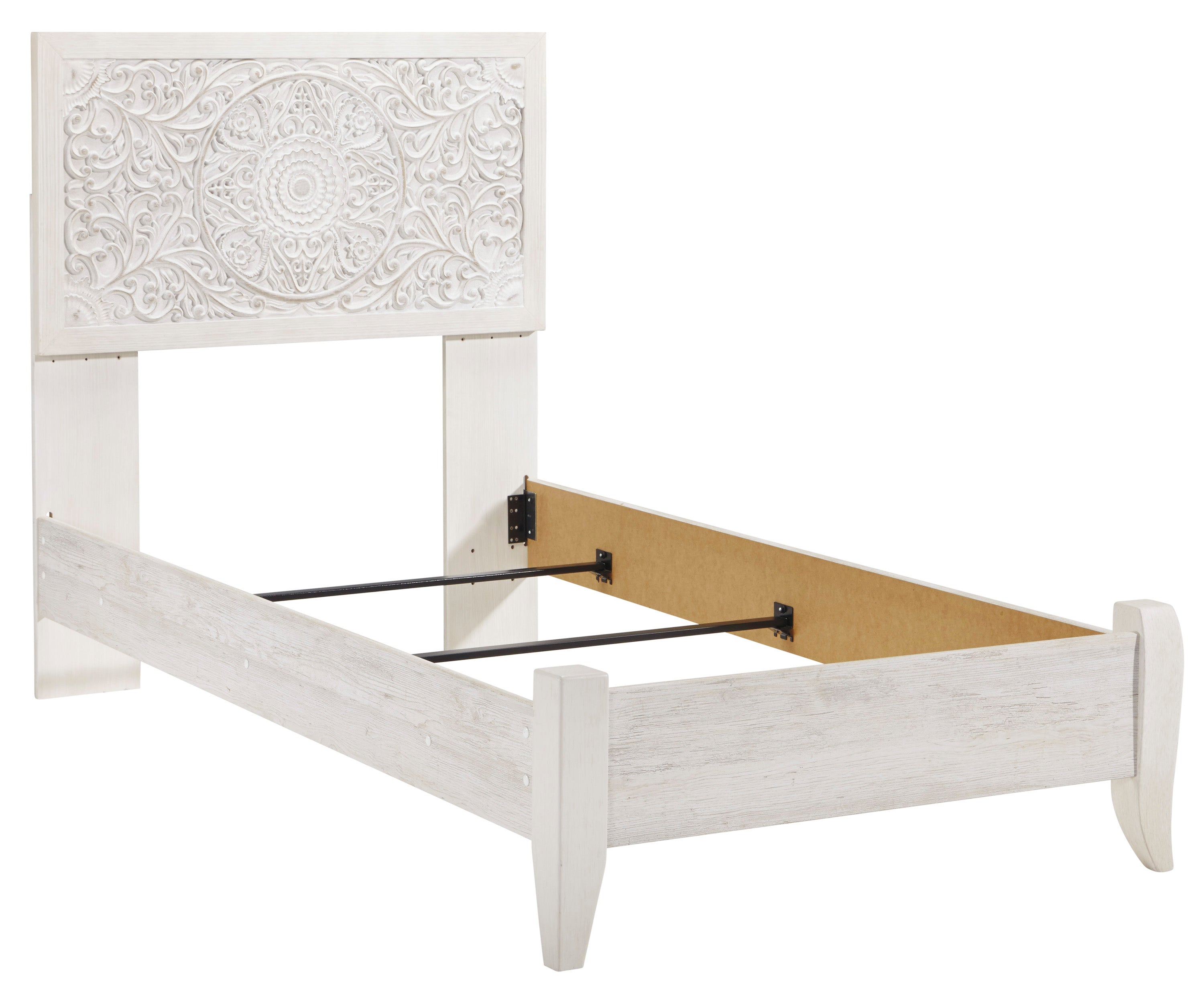 Paxberry Twin Panel Bed with Mirrored Dresser