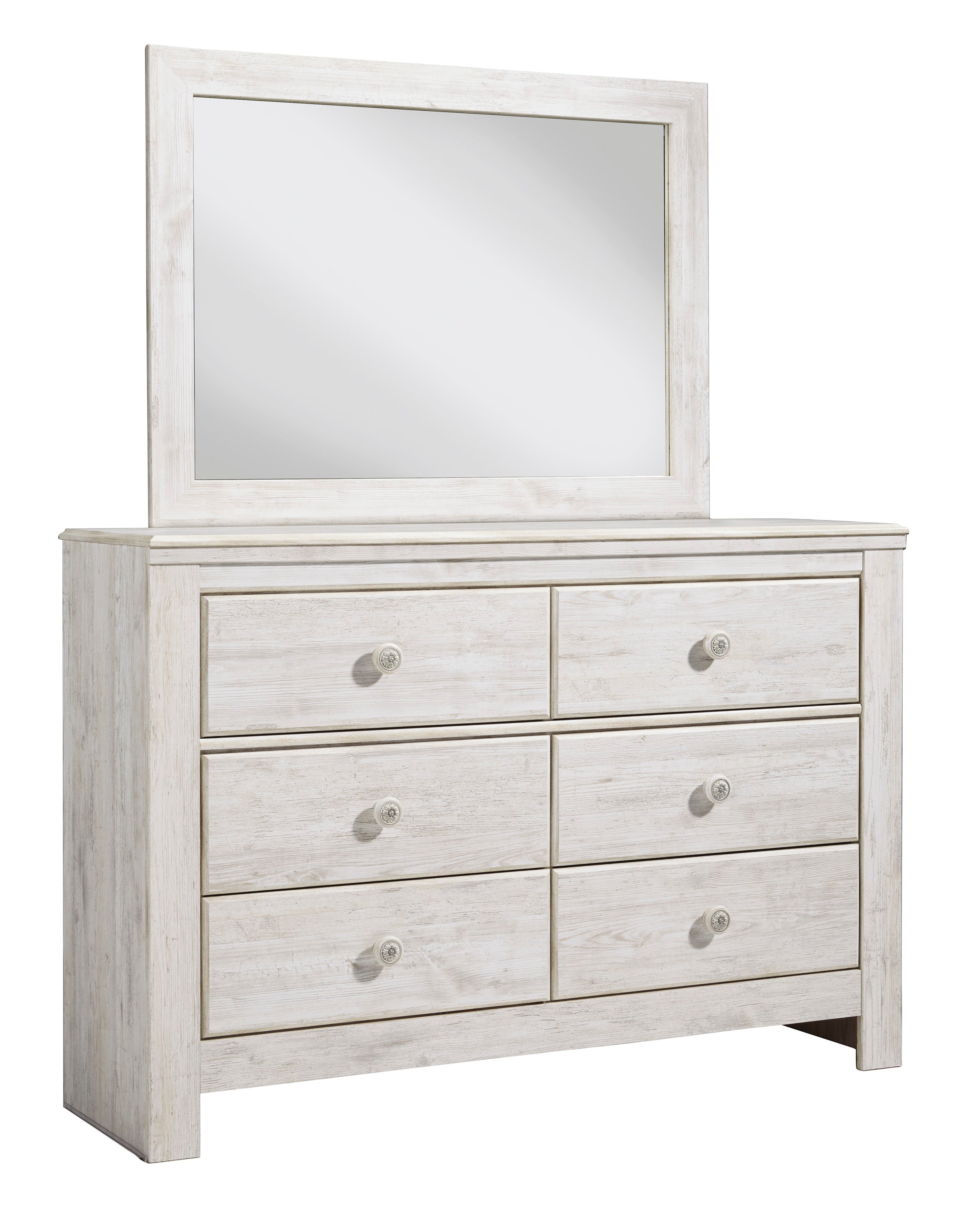 Paxberry Twin Panel Bed with Mirrored Dresser