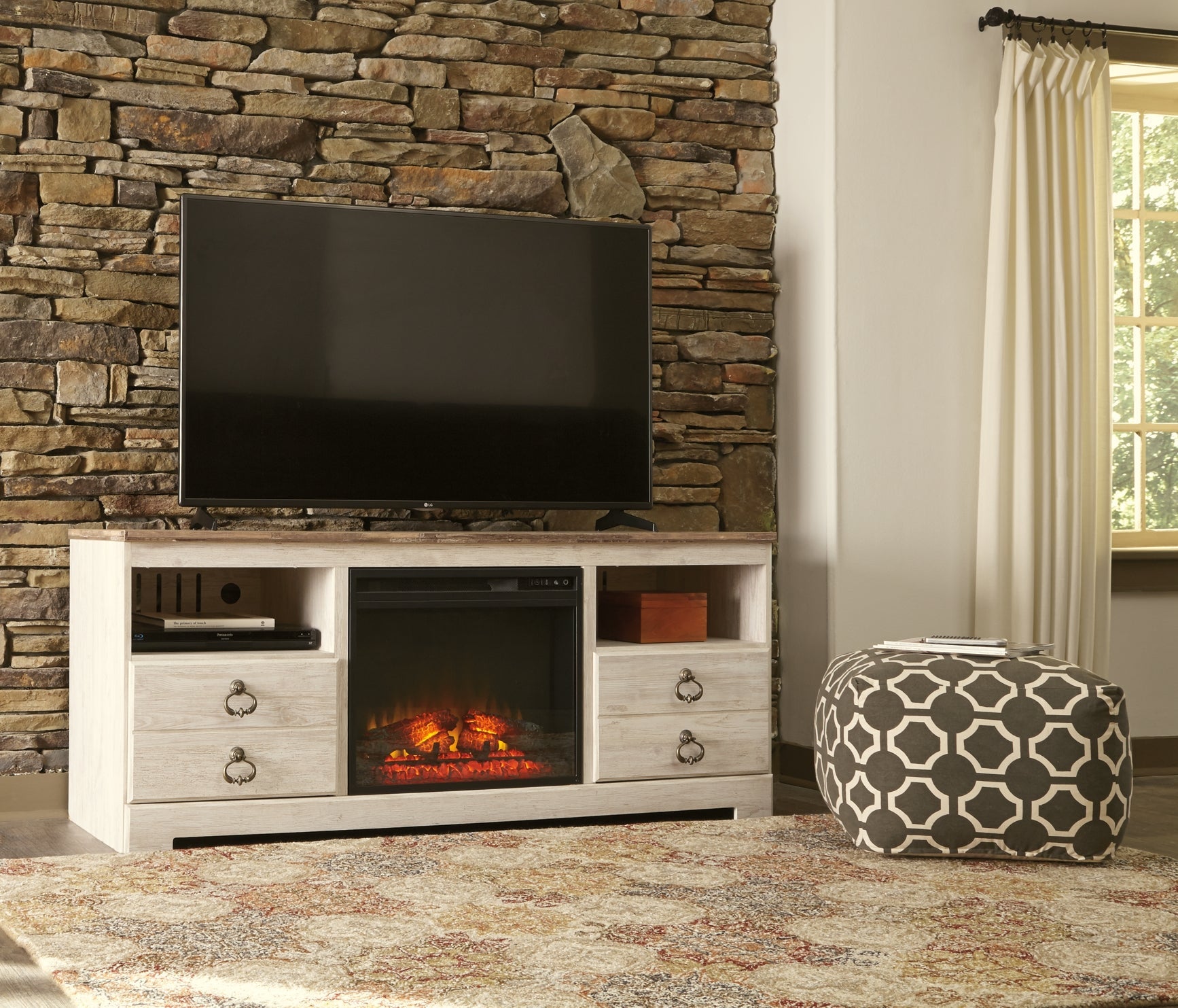 Willowton LG TV Stand w/Fireplace Option
