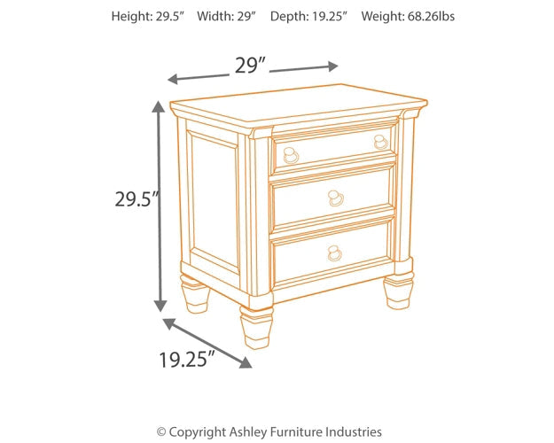 Prentice Three Drawer Night Stand