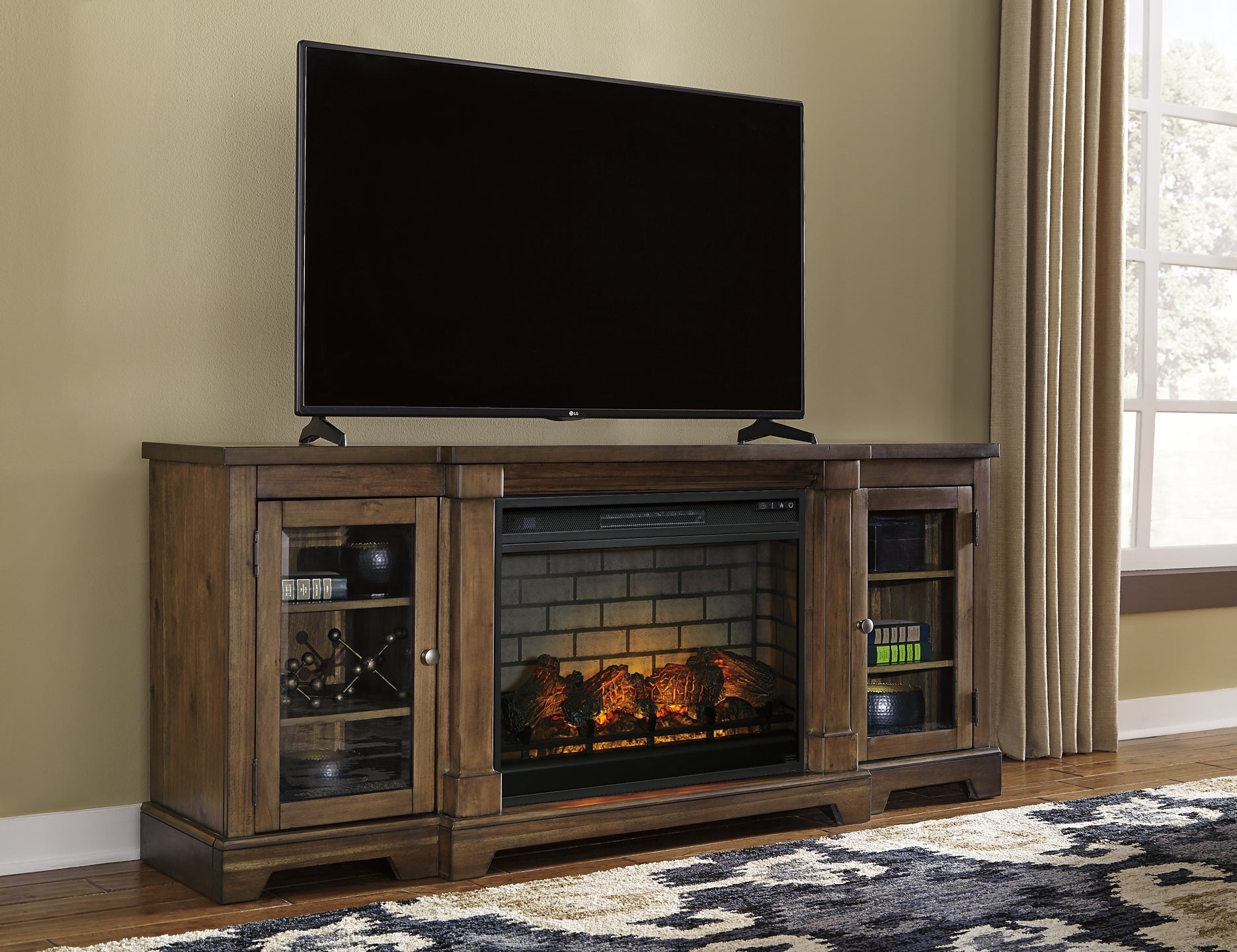 Flynnter 75" TV Stand with Electric Fireplace