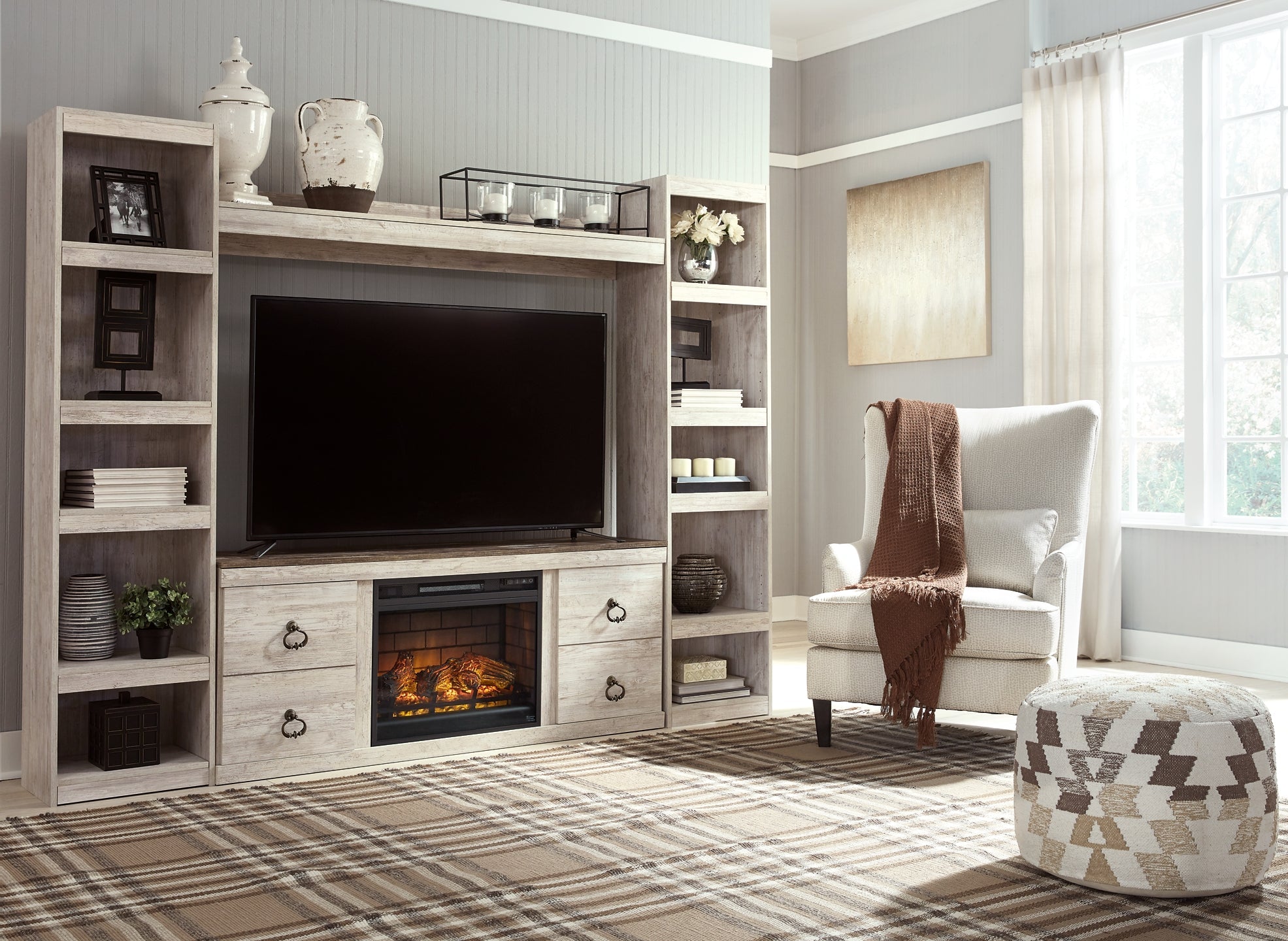 Willowton 4-Piece Entertainment Center with Electric Fireplace