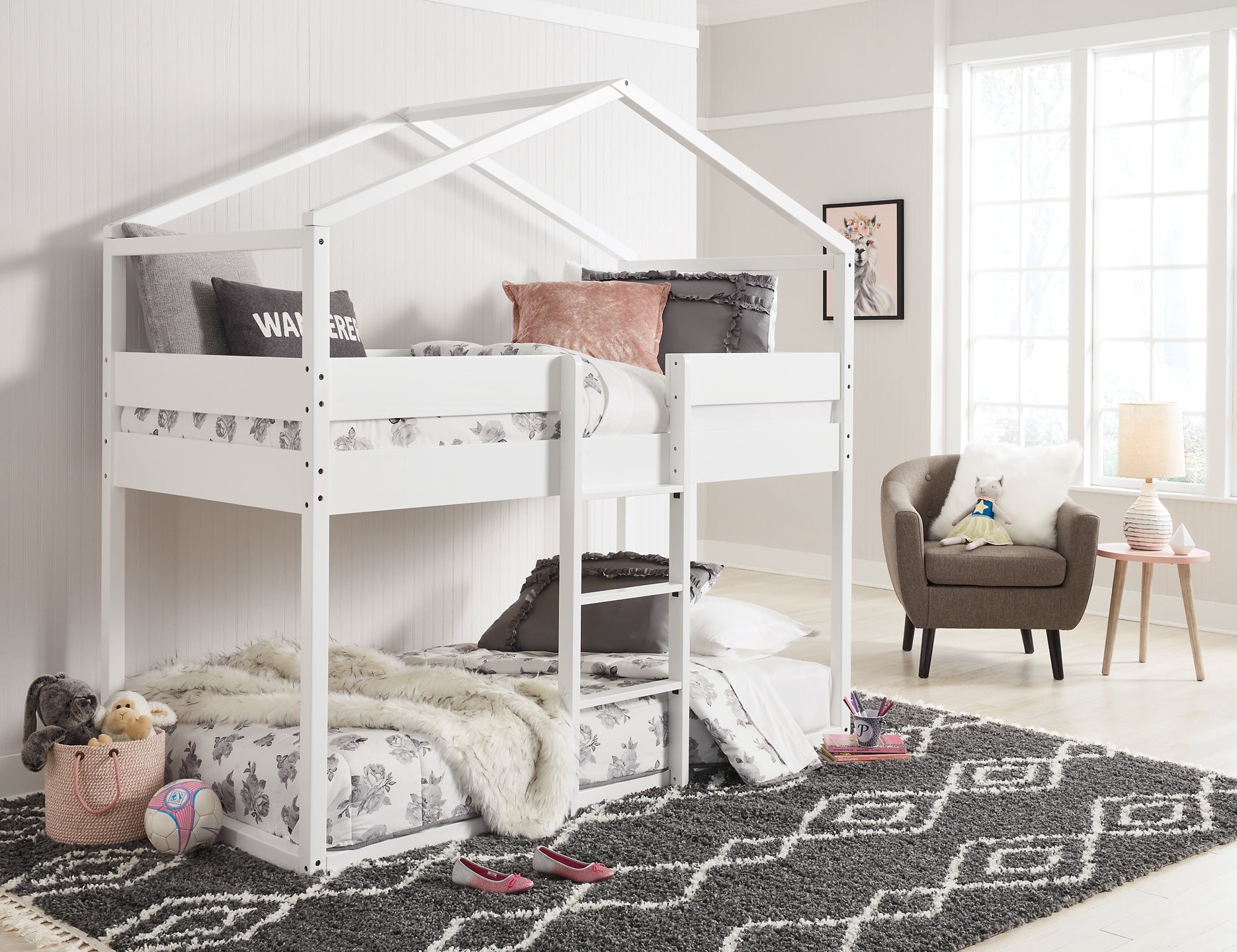 Flannibrook Twin over Twin House Loft Bed