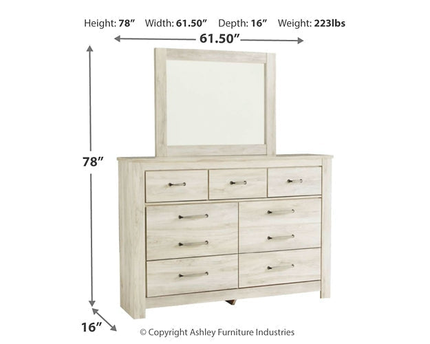 Bellaby King Panel Bed with Mirrored Dresser