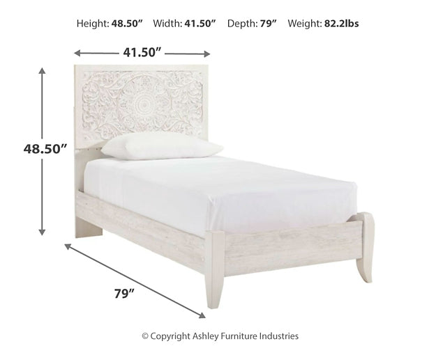 Paxberry Twin Panel Bed with Mirrored Dresser