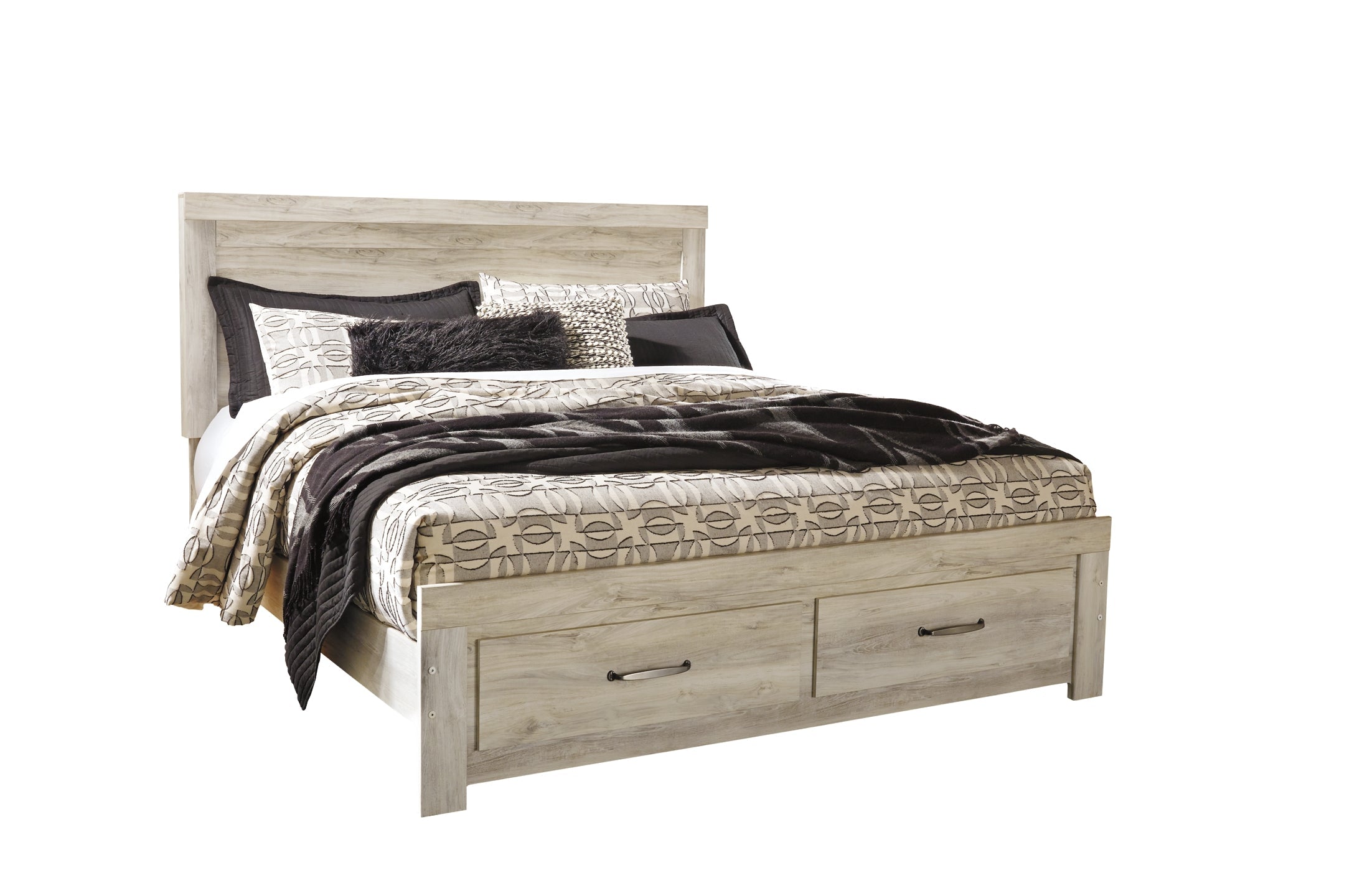 Bellaby King Platform Bed with 2 Storage Drawers with Mirrored Dresser