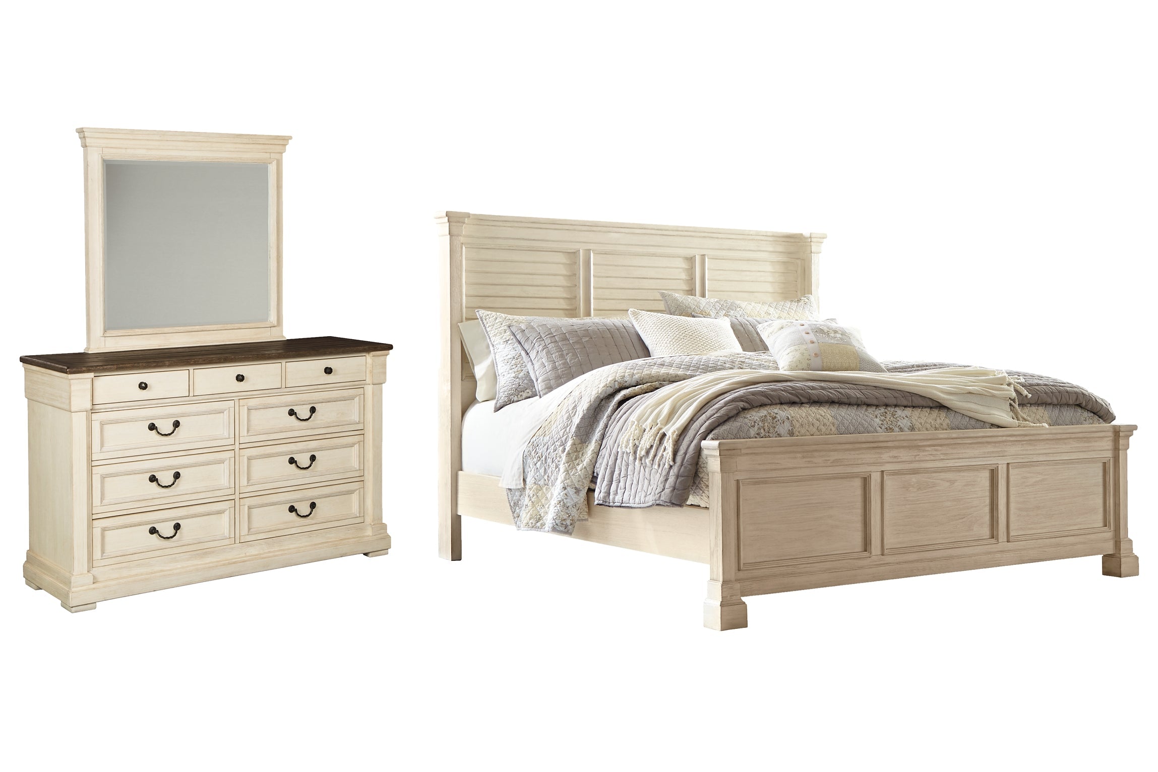 Bolanburg Queen Panel Bed with Mirrored Dresser