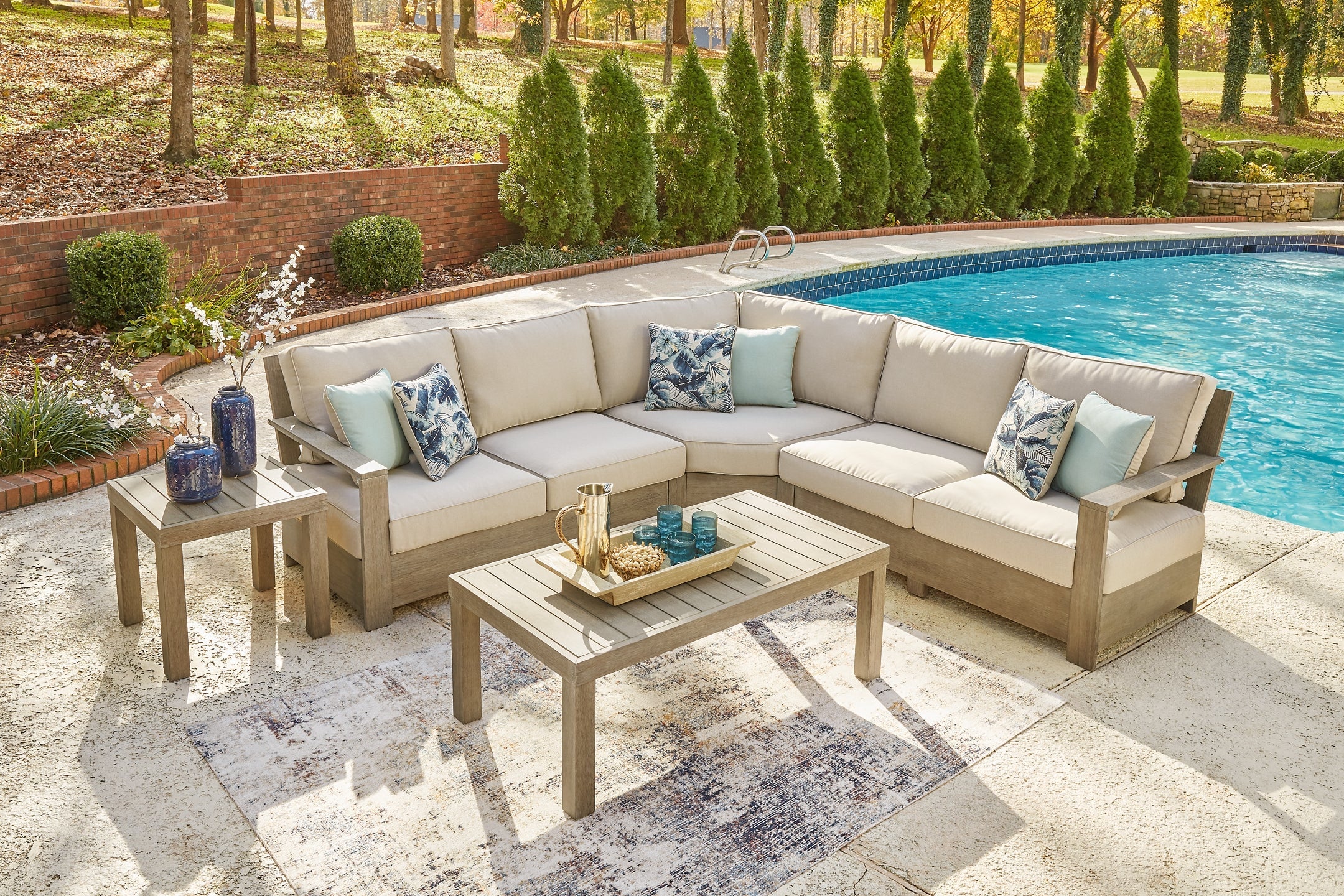 Silo Point 3-Piece Outdoor Sectional with Coffee Table and End Table