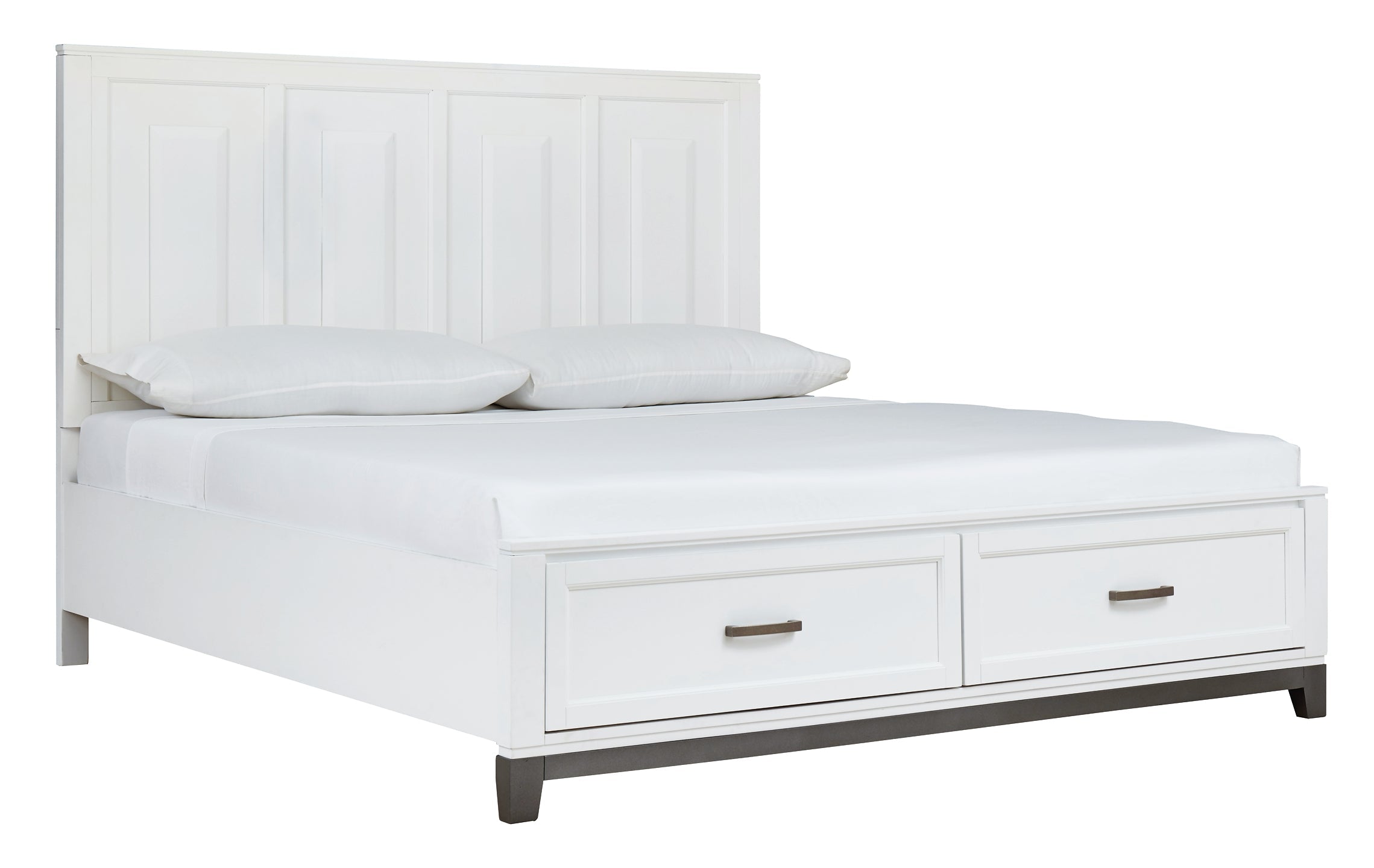 Brynburg King Panel Bed with 2 Storage Drawers with Mirrored Dresser