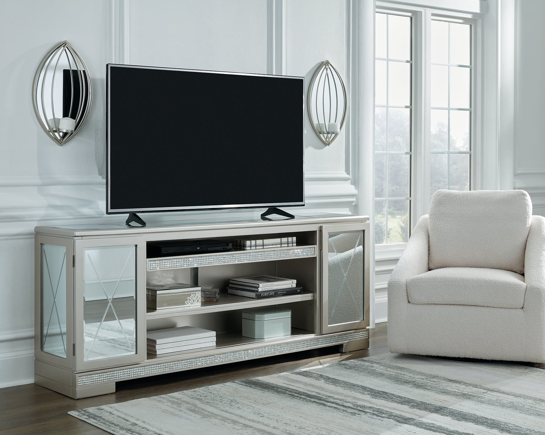 Flamory 72" TV Stand with Electric Fireplace