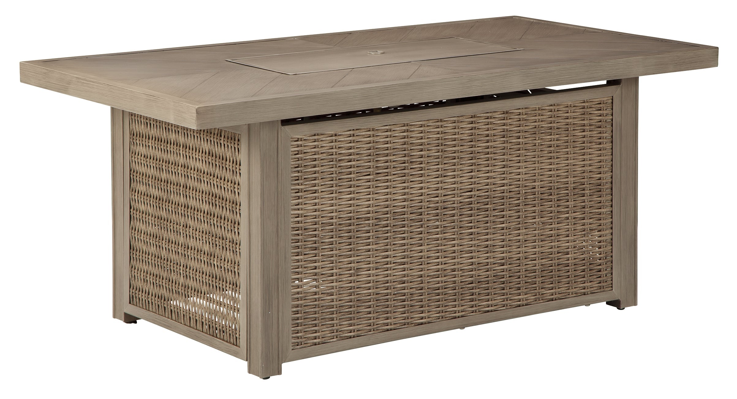 Beachcroft Outdoor Sofa and 2 Lounge Chairs with Fire Pit Table