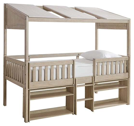 Wrenalyn Twin Loft Bed with Under Bed Bookcase
