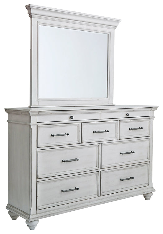Kanwyn Queen Panel Bed with Mirrored Dresser