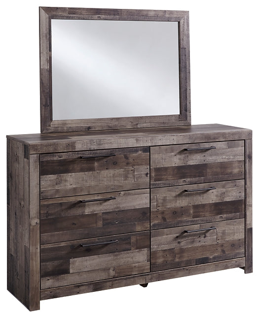 Derekson Queen Panel Bed with Mirrored Dresser