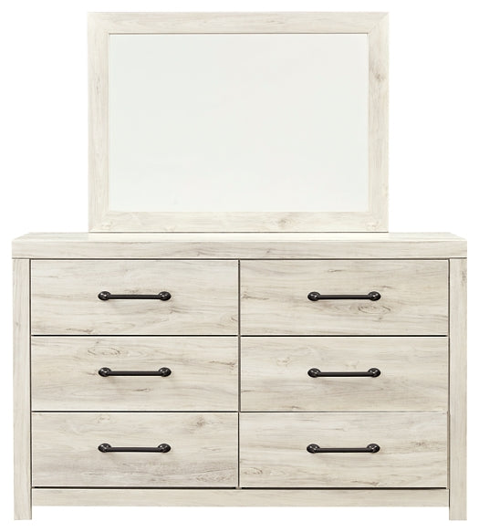 Cambeck Twin Panel Bed with Mirrored Dresser