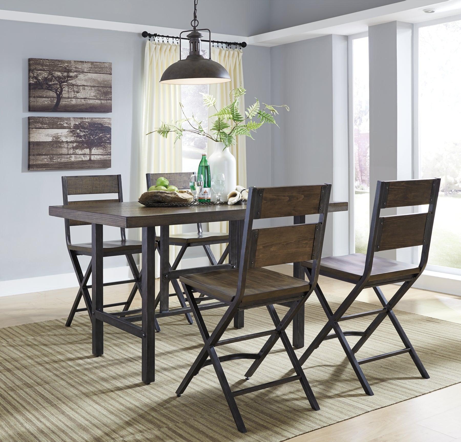 Kavara Counter Height Dining Table and 4 Barstools