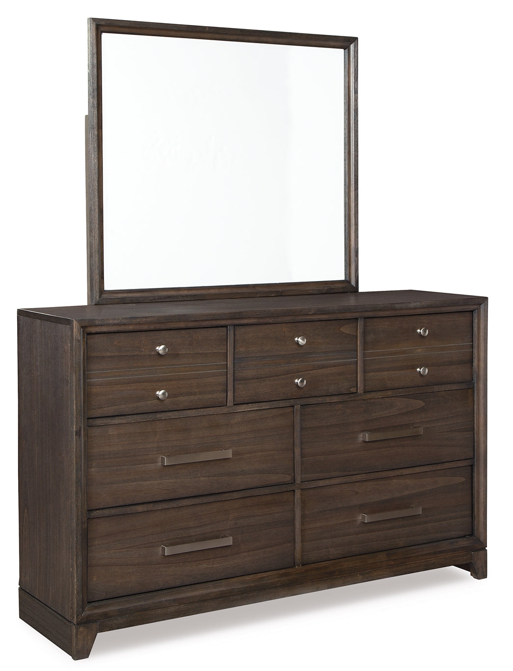 Brueban California King Panel Bed with 2 Storage Drawers with Mirrored Dresser, Chest and Nightstand