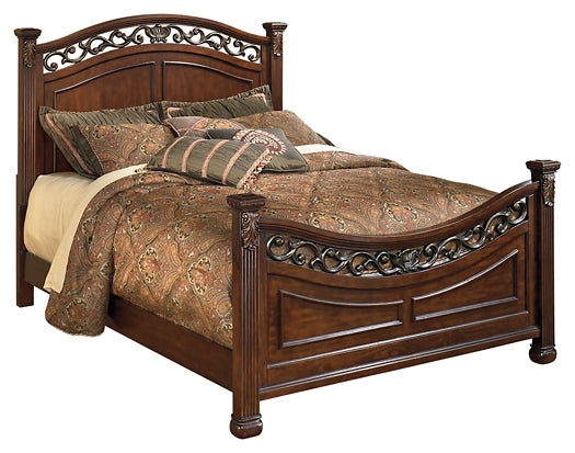Leahlyn California King Panel Bed with Mirrored Dresser, Chest and Nightstand