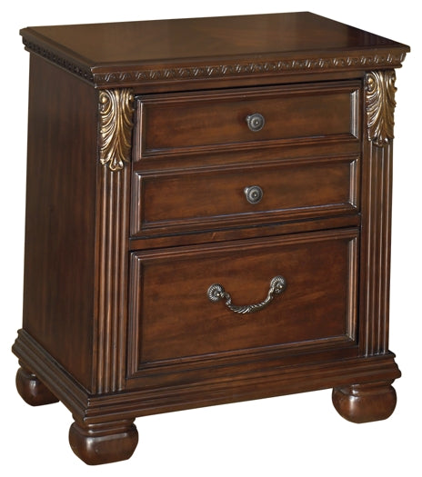 Leahlyn California King Panel Bed with Mirrored Dresser, Chest and Nightstand
