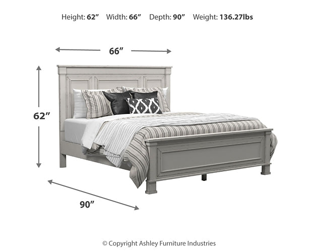 Jennily California King Panel Bed with Mirrored Dresser, Chest and Nightstand