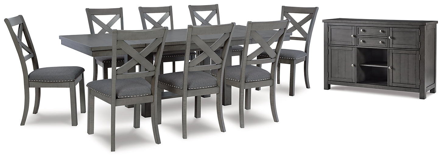 Myshanna Dining Table and 8 Chairs with Storage