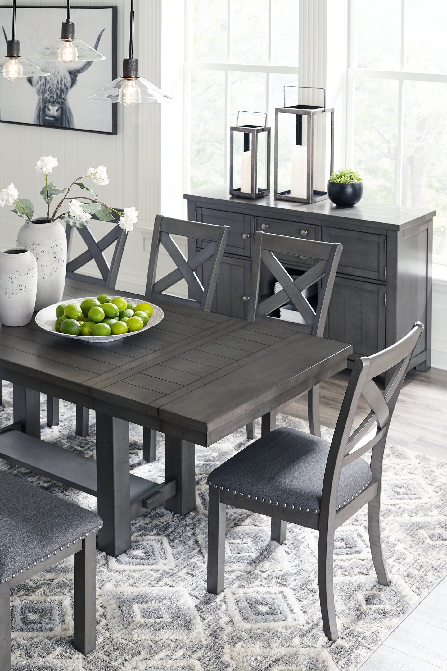 Myshanna Dining Table and 6 Chairs with Storage