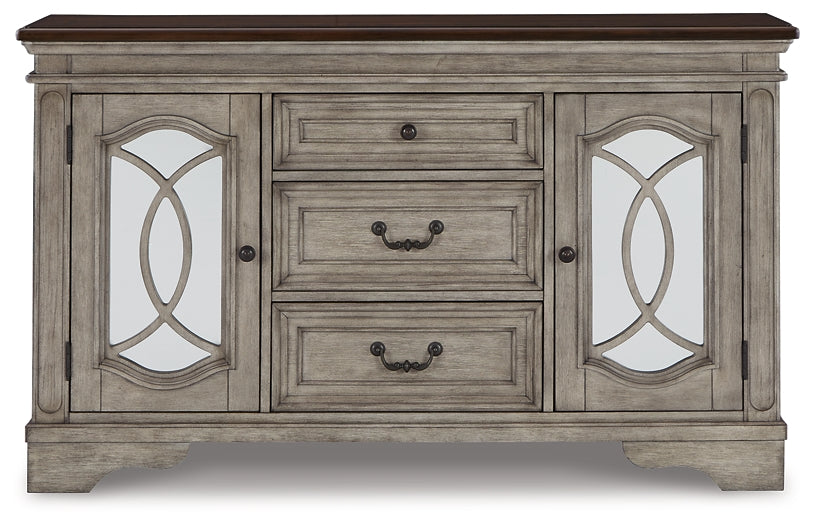 Lodenbay Counter Height Dining Table and 6 Barstools with Storage